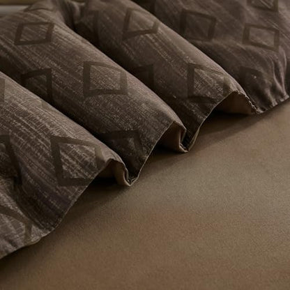 Cottolester Boho Fall Comforter Set King Size,Striped Bed in a Bag