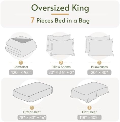 Oversized King Comforter Set, Beige Bed in a Bag, Bedding Set with sheets