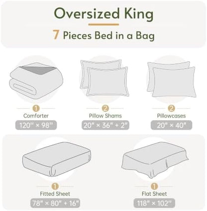 Oversized King Comforter Set, Beige Bed in a Bag, Bedding Set with sheets