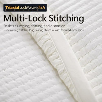 Oversized King Quilt Set 112 x 106 in, Lightweight, Cream White