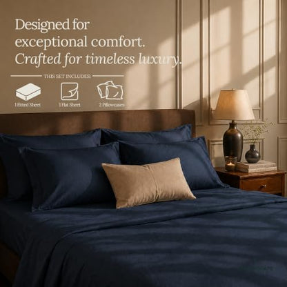 CLOUDSCAPE Millennium Series Egyptian Cotton Sheet Calking Size, Dark Denim