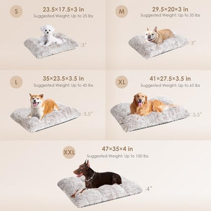EHEYCIGA Fluffy Dog Crate Bed, Plush XX Large Dog Pillow, Brown