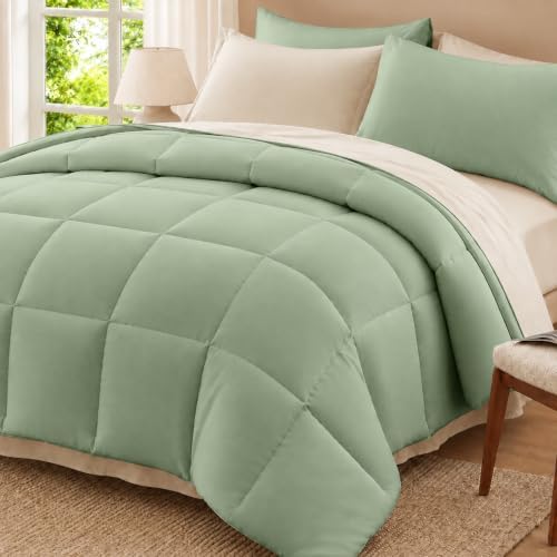 Anluoer Queen Comforter Set 7 Piece, Soft Bed in a Bag Queen Bedding Sets
