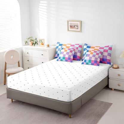 jejeloiu Plaid Comforter Set with Sheets 7 Piece Full Size