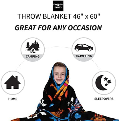 Franco Kids Bedding Super Soft Plush Throw Blanket, 46 in x 60 in, Five Nights At Freddy's