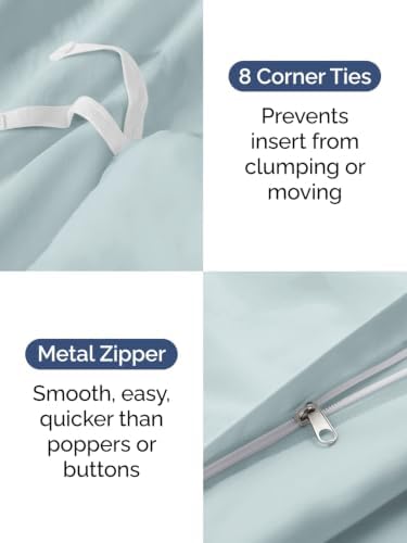 Duvet Cover Super King Size - 3 Piece with Zipper Closure - Ice Blue