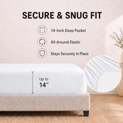 HIMEET Queen Comforter Set, 7-Piece Point-Quilted Bed in a Bag White