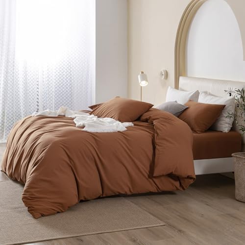JIYUAN Oversized King Washed Cotton Duvet Cover Set, Relaxed Linen Feel