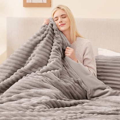 EXQ Home Fluffy Comforter Set Twin Size,2 Pieces Bed Set,Dark Khaki
