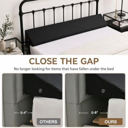 Queen Size Bed Wedge Pillow for Bed Gap Filler/Headboard Gap Black