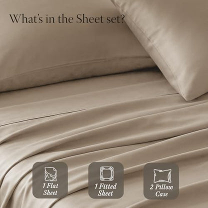 Threadmill 400 Thread Count Egyptian Cotton Full Sheet Set, Sateen, Beige