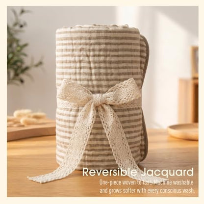 Ultra Soft Muslin Baby Blanket, Organic Cotton Blend (Cacao Stripe)