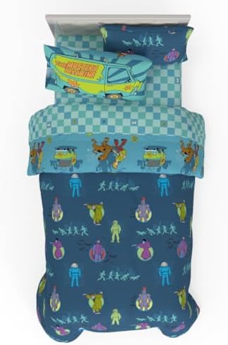 Franco Scooby Doo Scoobtober Bedding 5 Piece Super Soft Reversible Comforter and Sheet Set with Sham, Twin, (Officially Licensed Product)