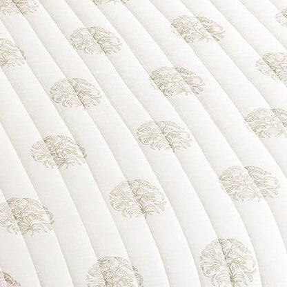Wonderful Cotton Gauze Quilt Set Queen Size Off White Floral Bed Cover for All Season, Reversible Voile Quilt Bedding Sets with Pillow Shams for Queen Bed, Floral Bedspread Coverlet Set