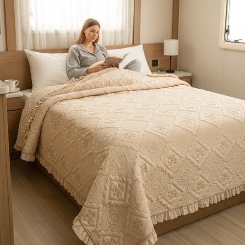 Sobrecamas Queen Elegantes,King Embroidered Quilt Set,Reversible Coverlet