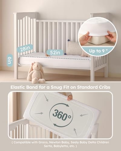 Yoofoss Waterproof Crib Mattress Protector Sheets Fitted 2 Pack 52''x28''