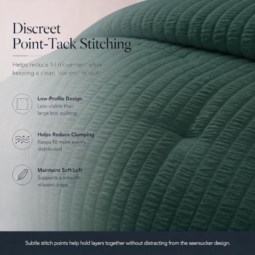CozyLux Twin XL Comforter Set 5 Pieces Forest Green Seersucker Bed in a Bag