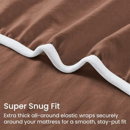 GOKOTTA 3 Piece Twin XL Sheet Set - Soft, Breathable & Cozy - Brown