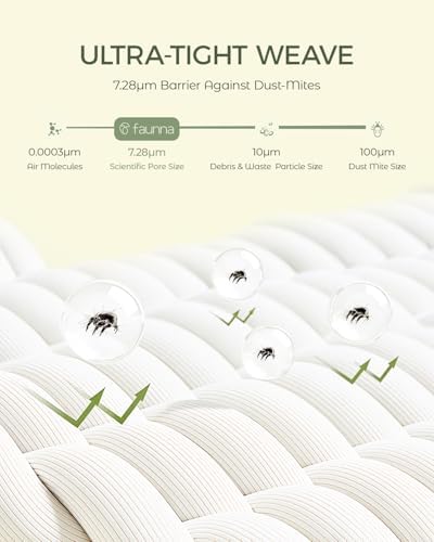 FAUNNA 100% Cotton Bed Bug Dust Mite Mattress Protector Cover Full 16 Deep