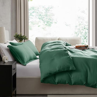 Hearth & Harbor Prewashed King Duvet Cover Set, Dark Green