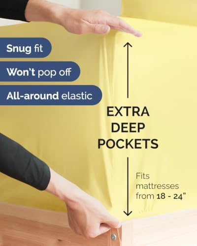 CGK Linens Extra Deep Flex Top Split Head King Fitted Sheet Only - Yellow