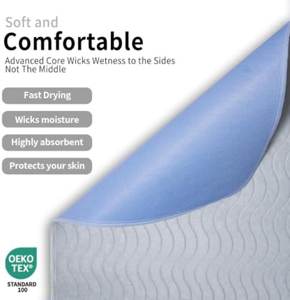 Accompagner Incontinence Bed Pads Washable Waterproof, Ultra-Absorbent Reusable Underpads for Diaper Changing, Nursing, Bedridden, Adults, Seniors, Kids and Dogs (Pearl Gray, 24"x24"(Pack of 6))