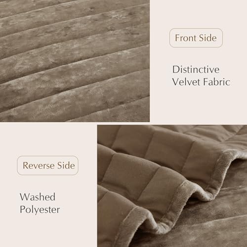 WRENSONGE Velvet Quilt Set King Size- Taupe Quilt Bedding Set with 2 Shams