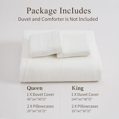 MEISHANG Muslin Duvet Cover Queen Size - 100% Organic Cotton