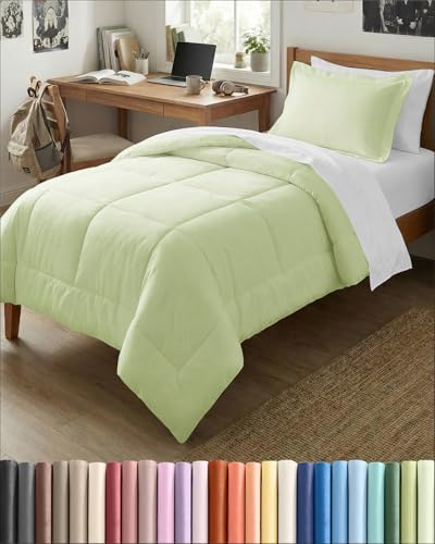 Twin XL Comforter Set - Light Sage Green Bedding, All Seasons - 2 Piece Set