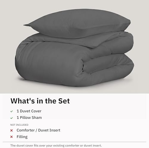 California Design Den Luxury Twin XL Duvet Cover Set, Grey