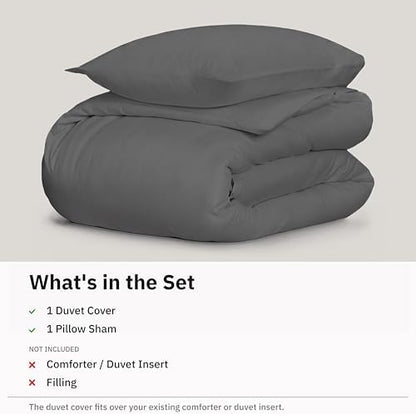 California Design Den Luxury Twin XL Duvet Cover Set, Grey