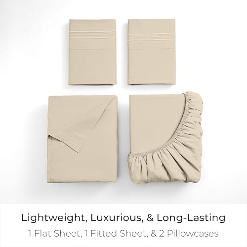 Mellanni Iconic 4-Piece, Ultra Soft Sheet Set (Full, Beige)
