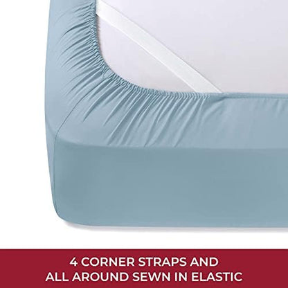 Mellanni Iconic 4-PC, Ultra Soft Sheet Set (RV/Short Queen, Blue Hydrangea)