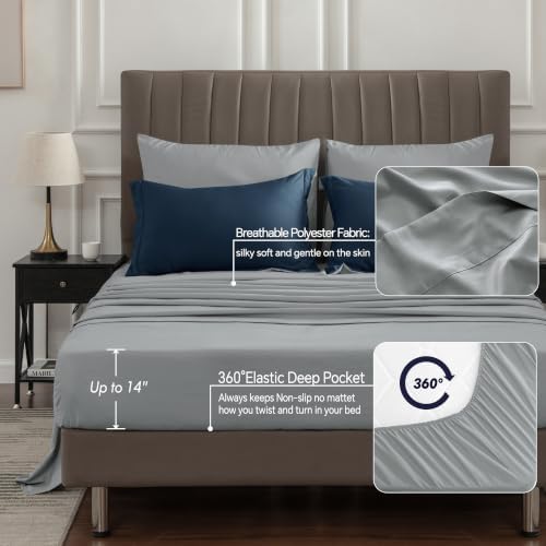 BEDELITE Twin Comforter Set 5 Pieces, Reversible Calm Blue Bed in A Bag