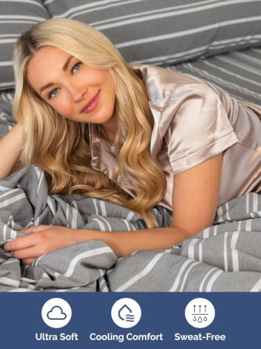 Extra Deep Pocket King Size Sheet Set - Breathable & Cooling - Grey Stripes