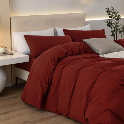 JIYUAN Oversized Queen Washed Cotton Duvet Cover Set Relaxed Linen Feel