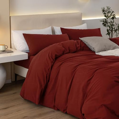 JIYUAN Oversized Queen Washed Cotton Duvet Cover Set Relaxed Linen Feel