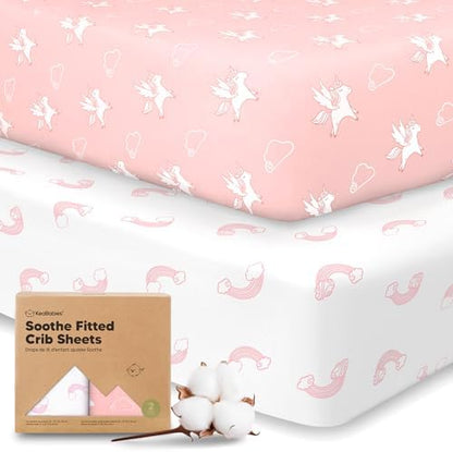 KeaBabies 2pk Organic Cotton Crib Sheets for Boys Girls 52x28, Dreamland