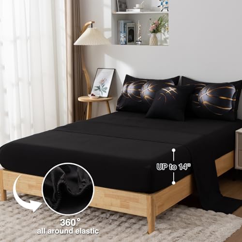 A Nice Night 6Pcs Bed in A Bag Queen Basketball Comforter Set for Kids Teen