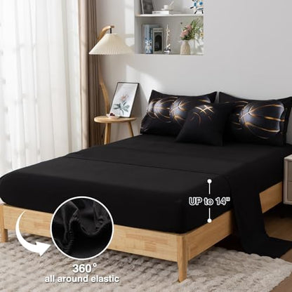A Nice Night 6Pcs Bed in A Bag Queen Basketball Comforter Set for Kids Teen