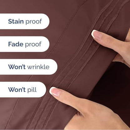 Queen Size 4 Piece Sheet Set - Ultra Soft & Cooling Sheets - Dark Russet