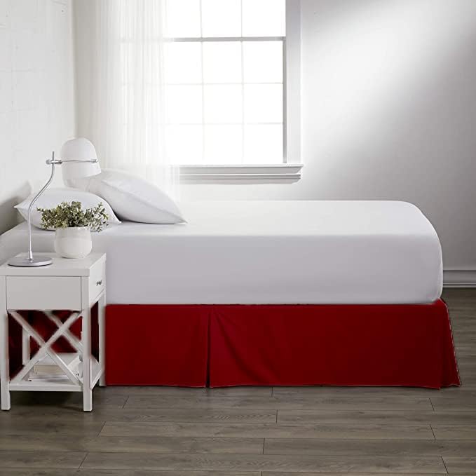 Premium Quality 800-TC Box Pleated 60x80 Queen Size Bed Skirt 14" Inch Drop Length with Split Corners 100% Egyptian Cotton Easy Fit Wrinkle Free & Fade Resistance