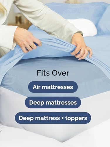CGK Linens Extra Deep Cal King Fitted Sheet Only - Light Blue