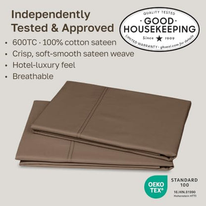 California Design Den 600 TC Set of 2 King Pillow Case, Mocha