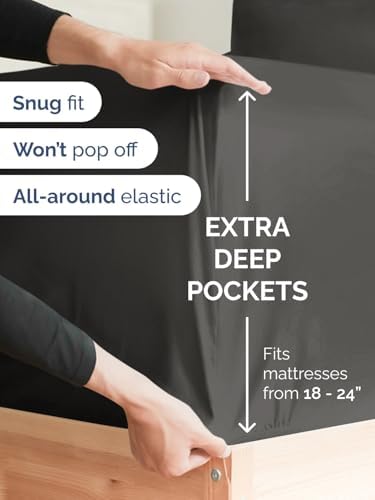 CGK Linens Extra Deep Split King Fitted Sheet Only - Charcoal