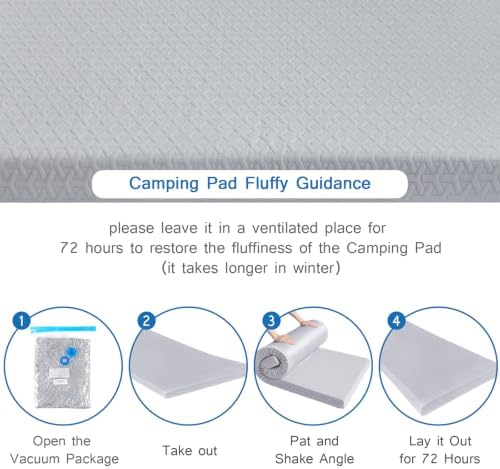 Memory Foam Camping Pad 3 Inch Thick, Soft Sleeping Pad, Pad Only