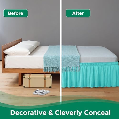 Wrap Around Bed Skirt Dorm Twin & Twin XL 21" Drop-Elastic Long Dust Ruffle