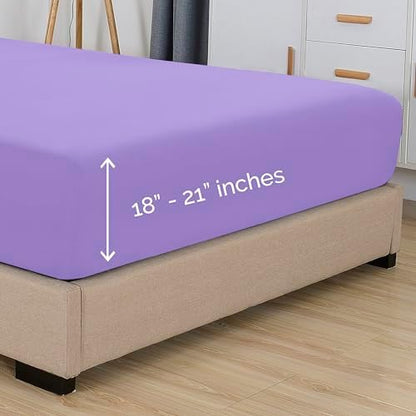 Elegant Comfort 1500 Premium Hotel Quality 18-21 Inches Deep - Extra Deep Pocket Single Fitted Sheet for High Mattress, Luxury and Softest, Smart Pocket - Wrinkle Free, Twin/Twin XL, Lilac