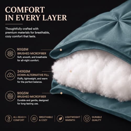 CozyLux Oversized Queen Comforter Set Mineral Blue, 7 Pieces Bed in a Bag