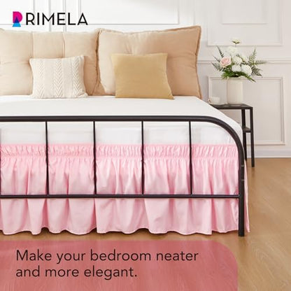 RIMELA Bed Skirt with Split Corners, King, 15 Inch Drop, Pink